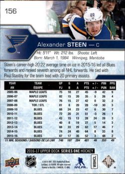 2016-17 Upper Deck #156 Alexander Steen Back