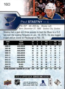 2016-17 Upper Deck #160 Paul Stastny Back