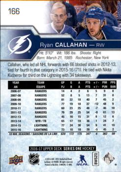 2016-17 Upper Deck #166 Ryan Callahan Back