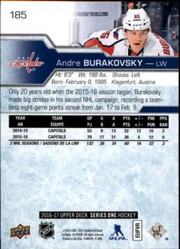 2016-17 Upper Deck #185 Andre Burakovsky Back