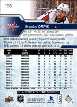 2016-17 Upper Deck #186 Brooks Orpik Back