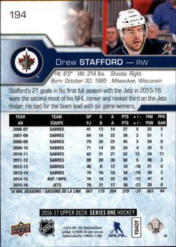 2016-17 Upper Deck #194 Drew Stafford Back