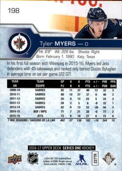 2016-17 Upper Deck #198 Tyler Myers Back