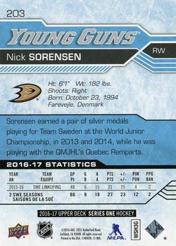2016-17 Upper Deck #203 Nick Sorensen Back