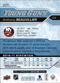 2016-17 Upper Deck #220 Anthony Beauvillier Back