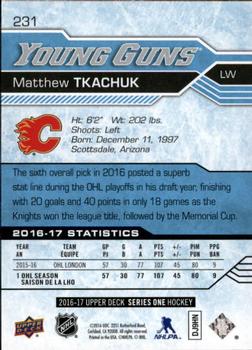 2016-17 Upper Deck #231 Matthew Tkachuk Back