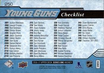 2016-17 Upper Deck #250 Young Guns Checklist (Auston Matthews / William Nylander) Back