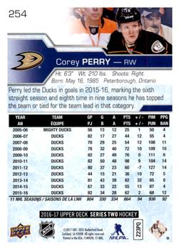2016-17 Upper Deck #254 Corey Perry Back