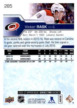 2016-17 Upper Deck #285 Victor Rask Back