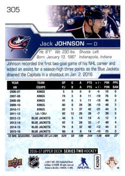 2016-17 Upper Deck #305 Jack Johnson Back