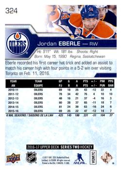 2016-17 Upper Deck #324 Jordan Eberle Back