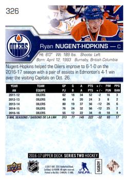 2016-17 Upper Deck #326 Ryan Nugent-Hopkins Back
