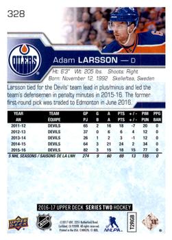 2016-17 Upper Deck #328 Adam Larsson Back