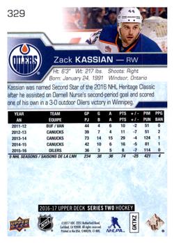 2016-17 Upper Deck #329 Zack Kassian Back
