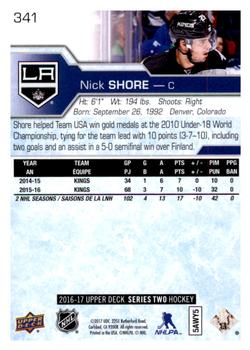 2016-17 Upper Deck #341 Nick Shore Back