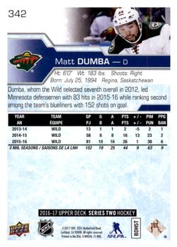 2016-17 Upper Deck #342 Matt Dumba Back
