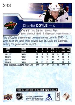 2016-17 Upper Deck #343 Charlie Coyle Back