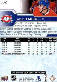 2016-17 Upper Deck #352 Alexei Emelin Back