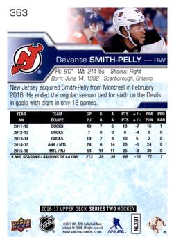 2016-17 Upper Deck #363 Devante Smith-Pelly Back