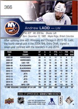 2016-17 Upper Deck #366 Andrew Ladd Back