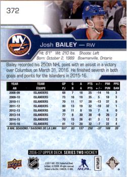 2016-17 Upper Deck #372 Josh Bailey Back