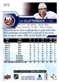 2016-17 Upper Deck #373 Cal Clutterbuck Back