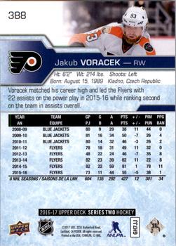 2016-17 Upper Deck #388 Jakub Voracek Back