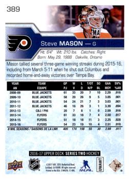 2016-17 Upper Deck #389 Steve Mason Back