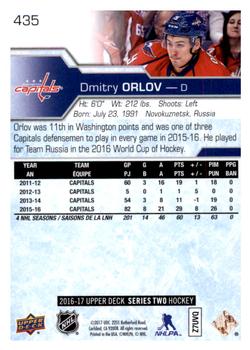 2016-17 Upper Deck #435 Dmitry Orlov Back