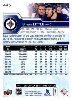 2016-17 Upper Deck #445 Bryan Little Back