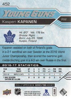 2016-17 Upper Deck #452 Kasperi Kapanen Back