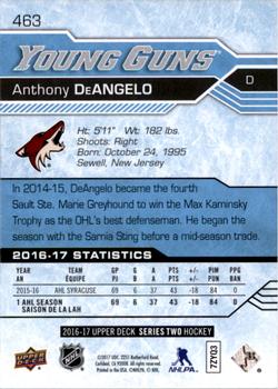 2016-17 Upper Deck #463 Anthony DeAngelo Back