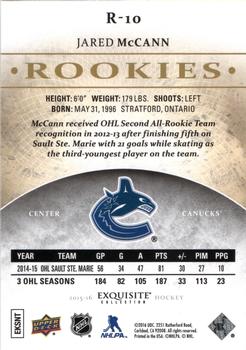 2015-16 Upper Deck Ice - Exquisite Collection Rookies #R-10 Jared McCann Back