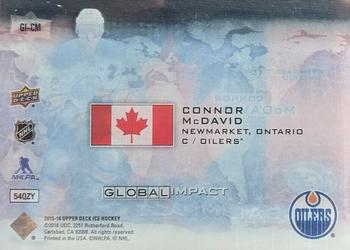 2015-16 Upper Deck Ice - Global Impact #GI-CM Connor McDavid Back