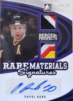 2015-16 Leaf In The Game Heroes & Prospects - Rare Materials Signatures Purple #RM-PB1 Pavel Bure Front