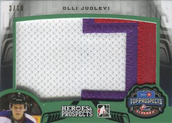 2015-16 Leaf In The Game Heroes & Prospects - Top Prospects Game Jersey Patch Emerald #TPP-14 Olli Juolevi Front