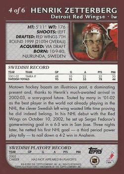 2002-03 Topps - NHL All-Star Game #4 Henrik Zetterberg Back