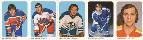 1973-74 Quaker Oats WHA - Panels #6-10 Andre Lacroix / John Schella / Gerry Cheevers / Norm Beaudin / Jim Harrison Front