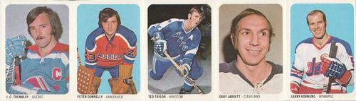 1973-74 Quaker Oats WHA - Panels #26-30 Larry Hornung / Gary Jarrett / Ted Taylor / Peter Donnelly / J.C. Tremblay Front