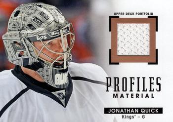 2015-16 Upper Deck Portfolio - Profiles Materials #PM-JQ Jonathan Quick Front