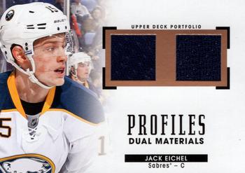 2015-16 Upper Deck Portfolio - Profiles Materials Dual #PM2-JE Jack Eichel Front
