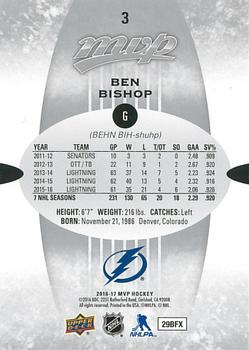 2016-17 Upper Deck MVP - Silver Script #3 Ben Bishop Back