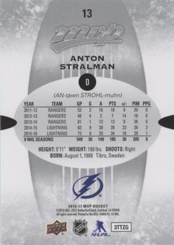 2016-17 Upper Deck MVP - Silver Script #13 Anton Stralman Back