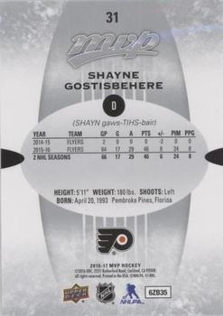 2016-17 Upper Deck MVP - Silver Script #31 Shayne Gostisbehere Back