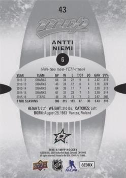 2016-17 Upper Deck MVP - Silver Script #43 Antti Niemi Back