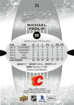 2016-17 Upper Deck MVP - Silver Script #74 Michael Frolik Back