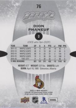 2016-17 Upper Deck MVP - Silver Script #76 Dion Phaneuf Back
