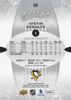 2016-17 Upper Deck MVP - Silver Script #80 Justin Schultz Back