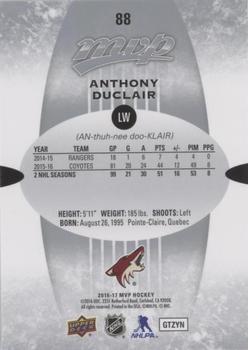 2016-17 Upper Deck MVP - Silver Script #88 Anthony Duclair Back