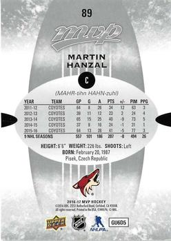2016-17 Upper Deck MVP - Silver Script #89 Martin Hanzal Back